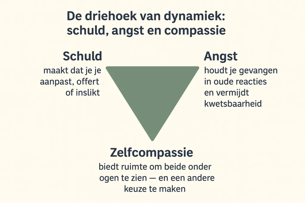 Schuld, angst en zelfcompassie weergegeven in een visum;